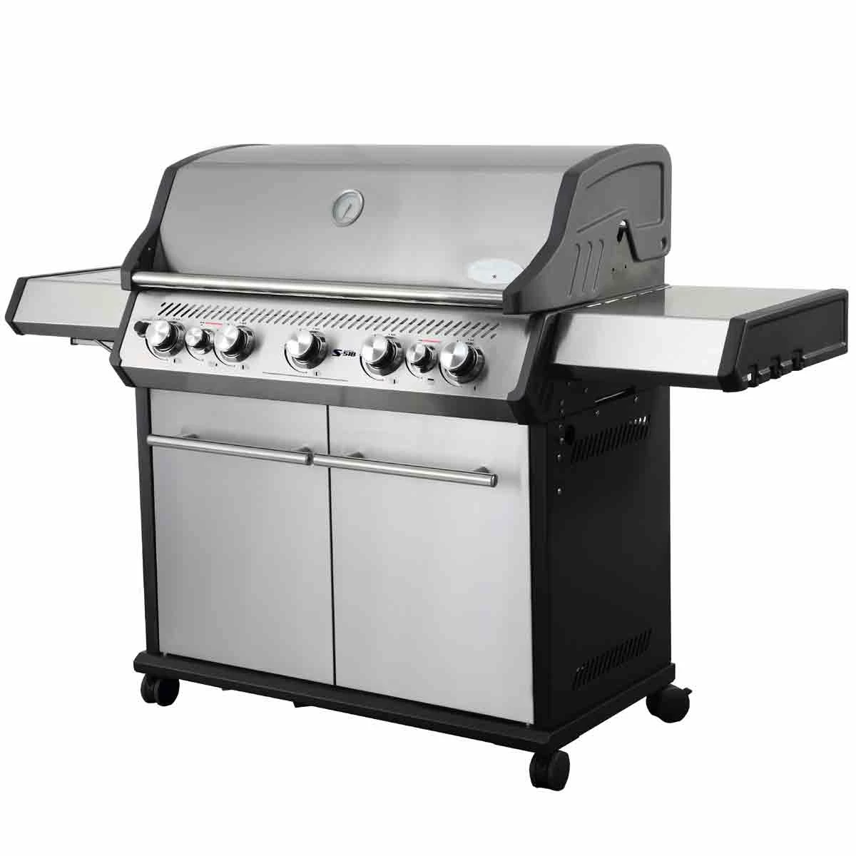 SANTOS S-518 Mit Seiten- & Heckbrenner, Edelstahl Inkl. Drehspieß, Rostheber & Silikonablage & Graviertes ZWILLING Pro Messer 4 SANTOS S-518 Mit Seiten- & Heckbrenner, Edelstahl Inkl. Drehspieß, Rostheber & Silikonablage & Graviertes ZWILLING Pro Messer – Bild 2