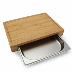 SANTOS Schneidebrett Bambus Mit Edelstahl-Auffangschale